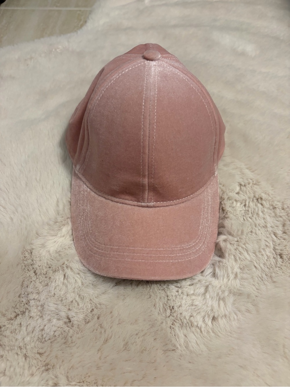 H&M Blush Pink Velvet Baseball Cap